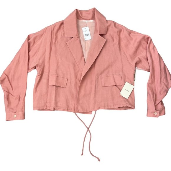 Tularosa Arya Jacket‎ Pink Lined Pockets Lightweight Linen Blend Sz M NWT $188 - Picture 4 of 15